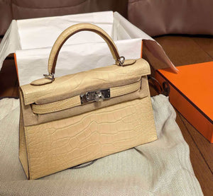 Hermes Mini Kelly 20 Vanille Matte Alligator Palladium Hardware