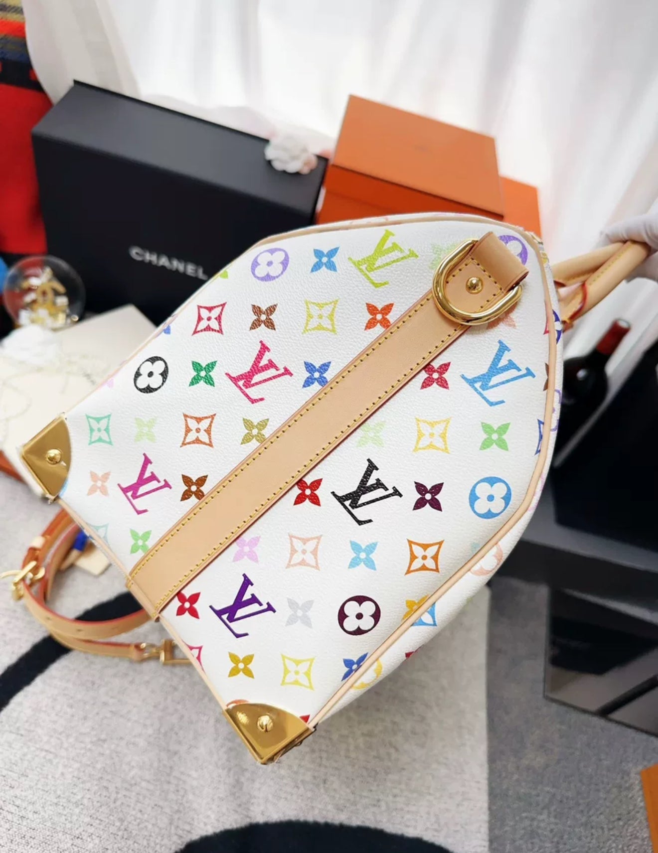 Louis Vuitton LV x Takashi Murakami Keepall 45 travel bag, white