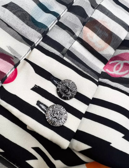 Chanel 24S Multicolor polka dot silk top