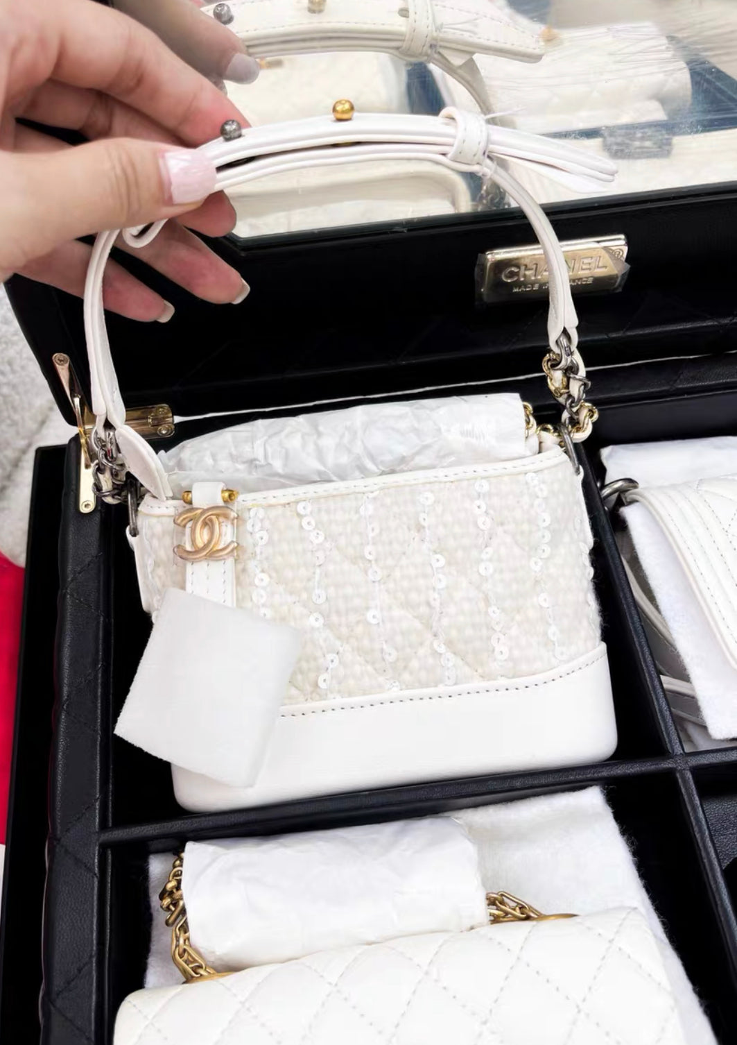 Chanel Success Story Set Of 4 white Mini Bags with Quilted Trunk