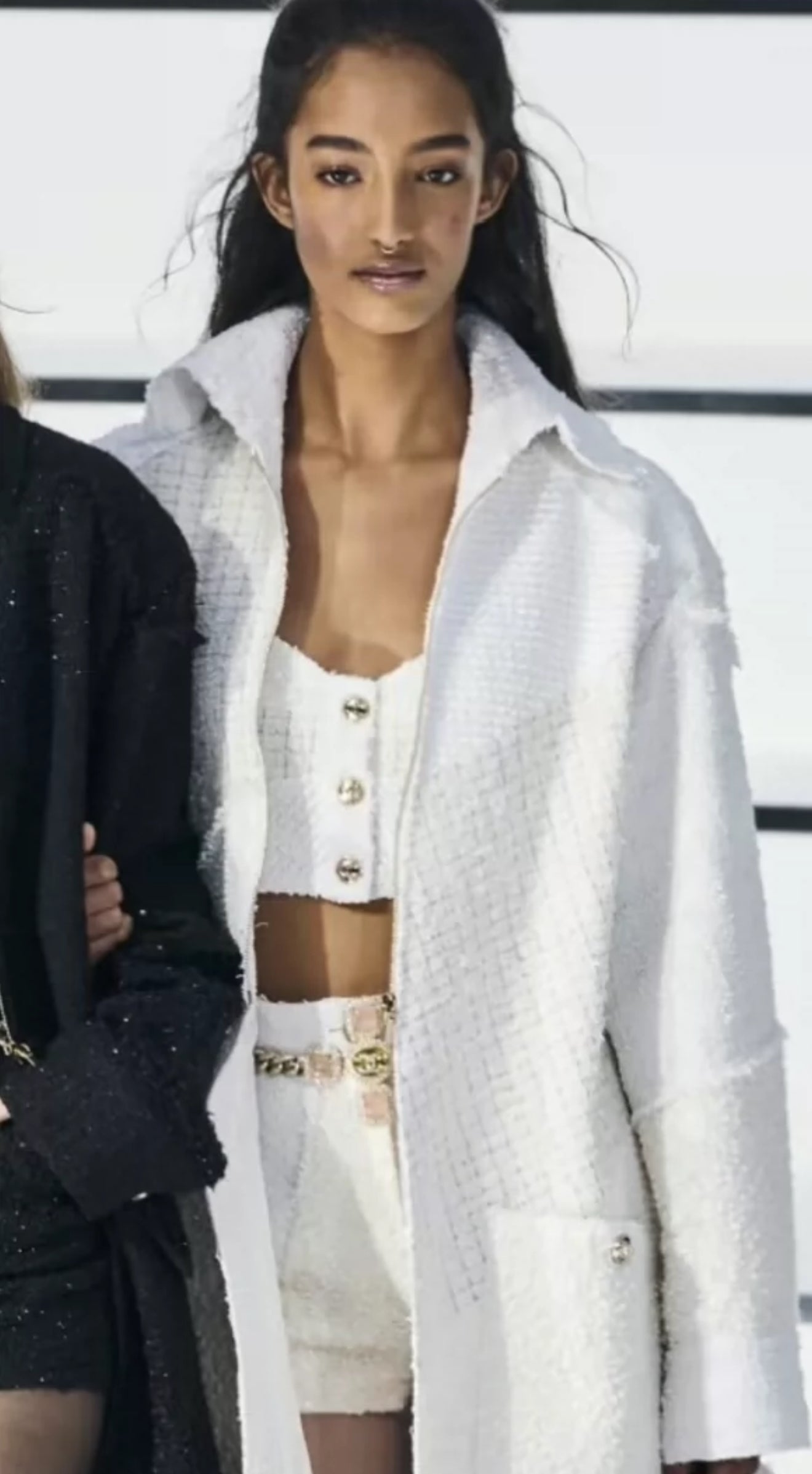 Chanel 20A pink glass cross full diamond waist chain