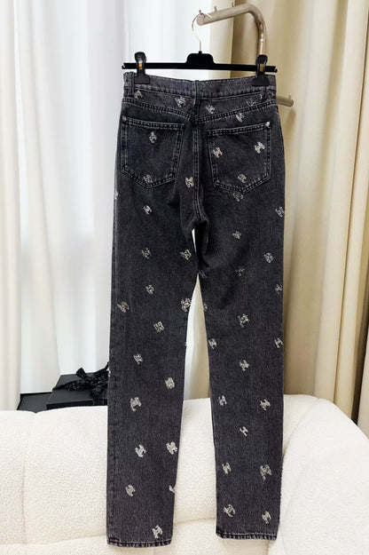 Chanel 21K Black Denim silver CC logo