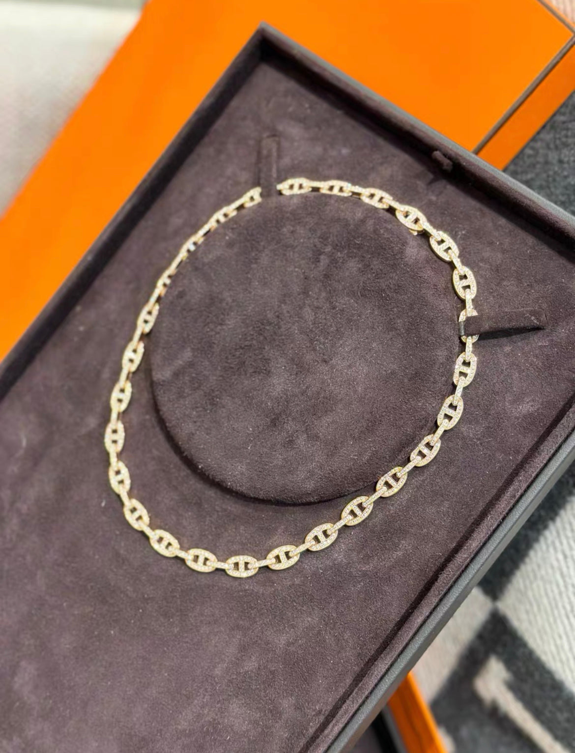 Hermes chaine d'ancre full diamond necklace