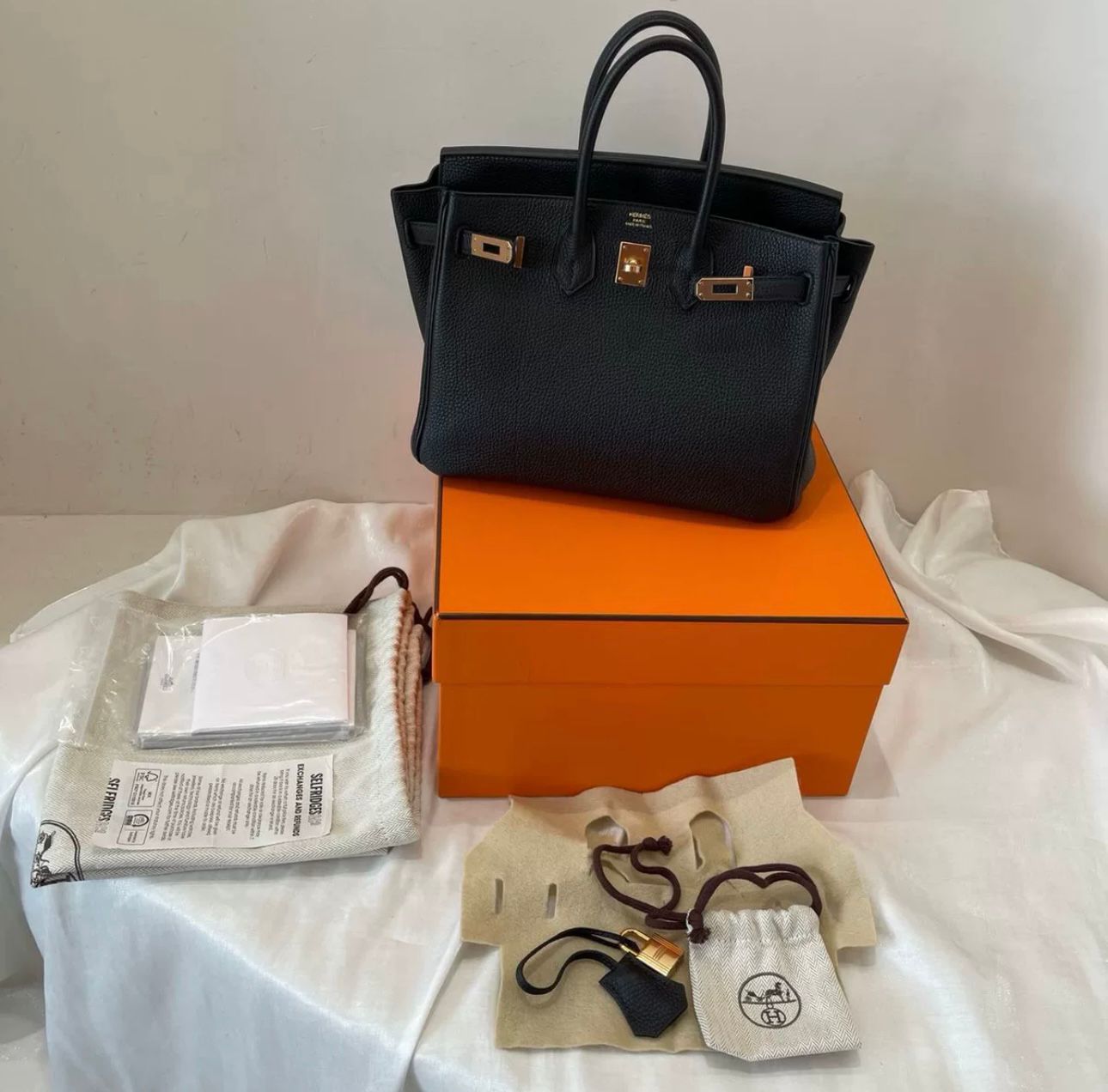 Hermès Birkin 25 Black Togo Leather Rose Gold Hardware