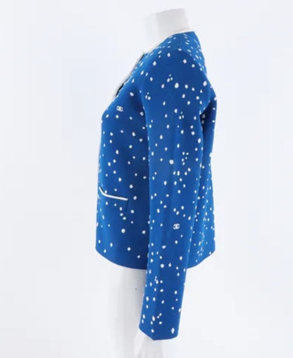 Chanel 26A cobalt blue and silk white jacket