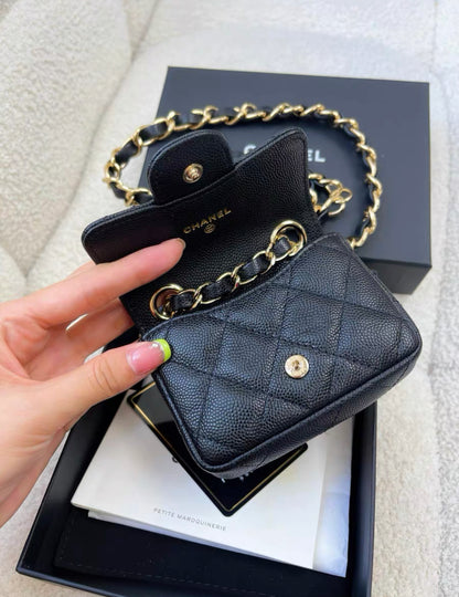 Chanel 21B Caviar Mini Chain Belt bag Gold Hardware