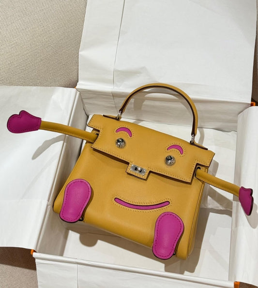 Hermes Kelly Doll Curry / Magnolia Swift Palladium Hardware