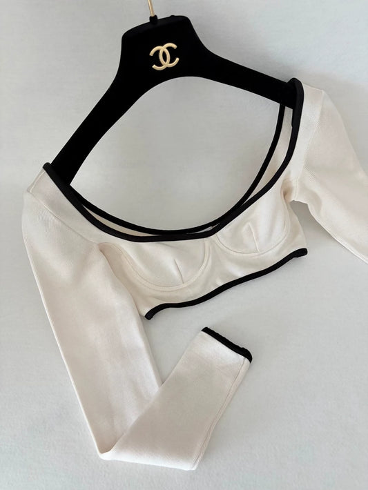 Chanel 21S black and white bra top