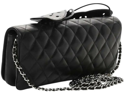 Rare Chanel 2011 Lambskin Black Butterfly Ornament Clutch Crossbody Flap Bag