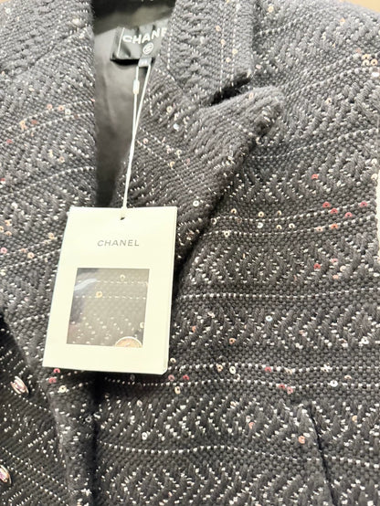 Chanel 23A Sequined Black Tweed Vest