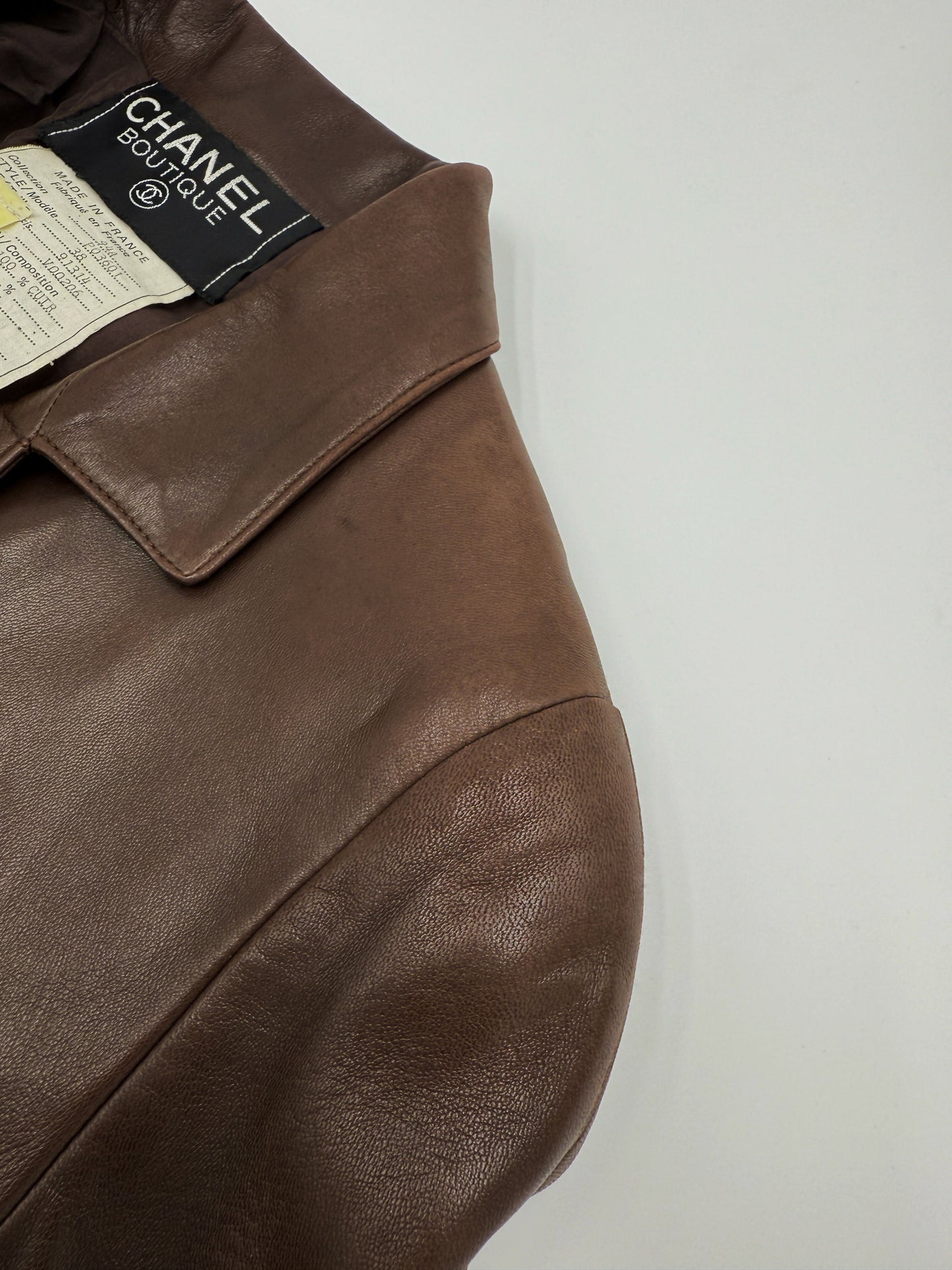 Chanel 94A Vintage Brown Leather Jacket