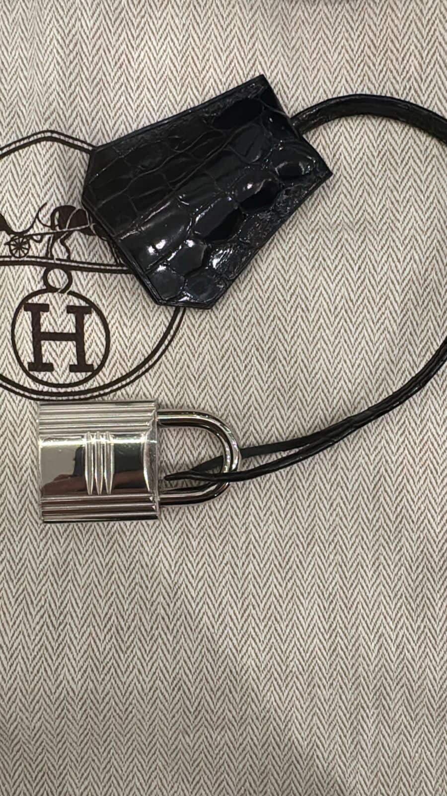 Rare! Hermes shoulder birkin black crocodile leather with palladium hardware unused with CITES