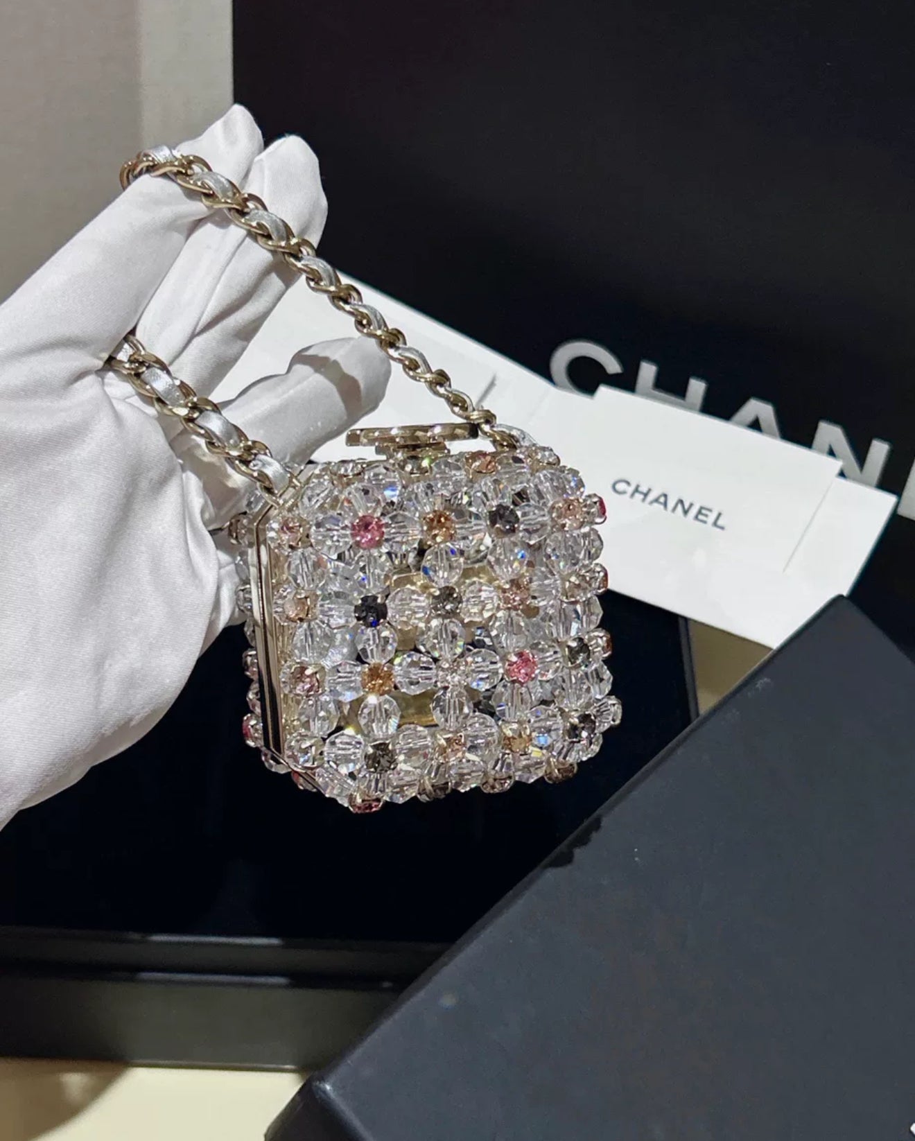 Chanel 23 Rainbow Strass Micro Mini CC Evening Bag