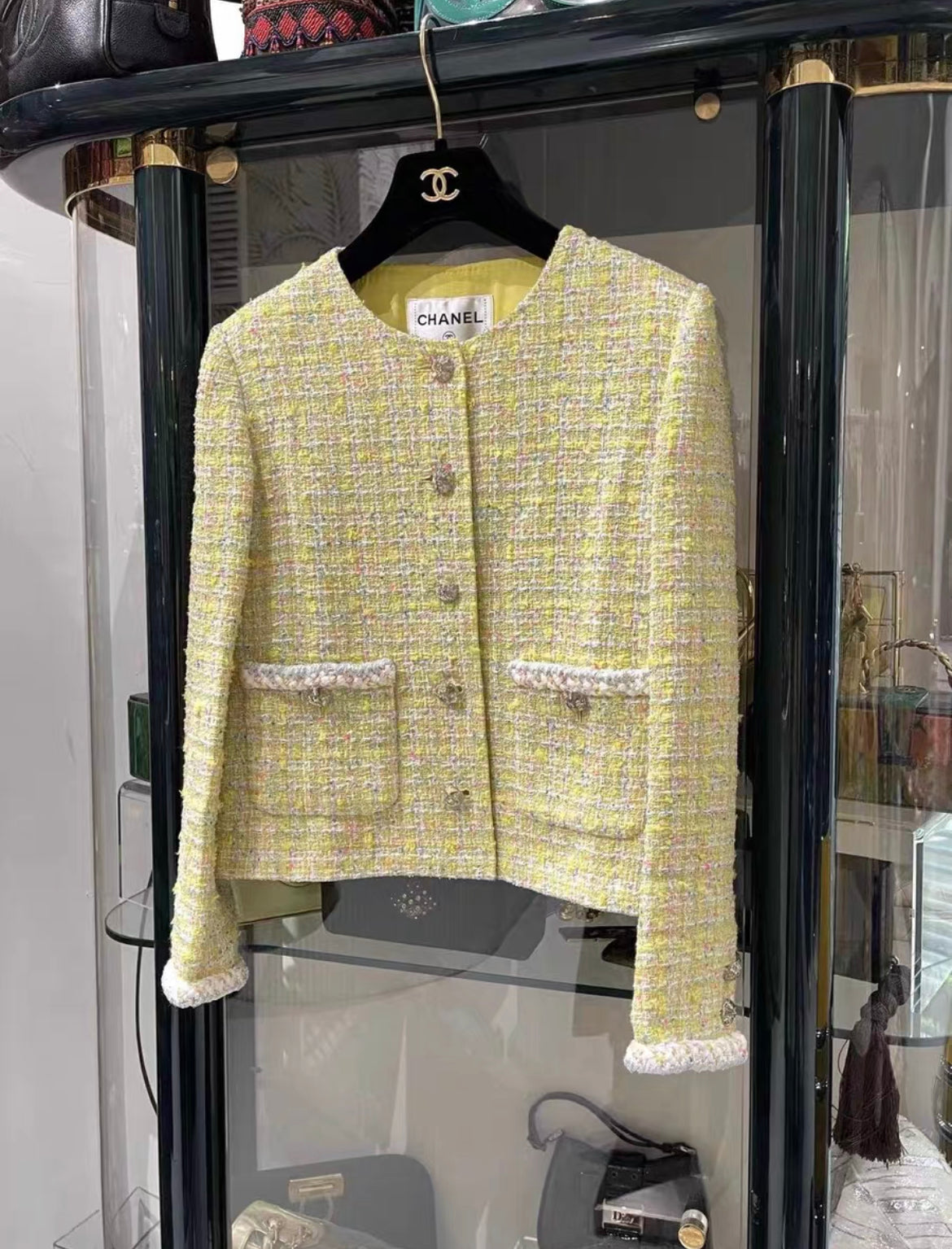 Chanel 24C Yellow Tweed Jacket size 34