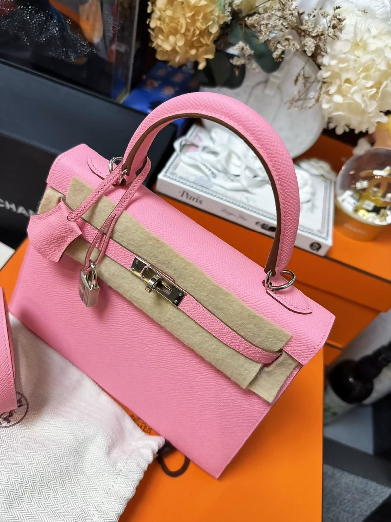 Hermes Kelly 25 bag Pink Epsom leather palladium hardware