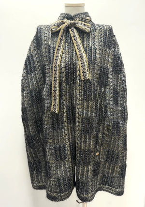 Chanel 16A Gold and Silver Blend Silk Cape Coat