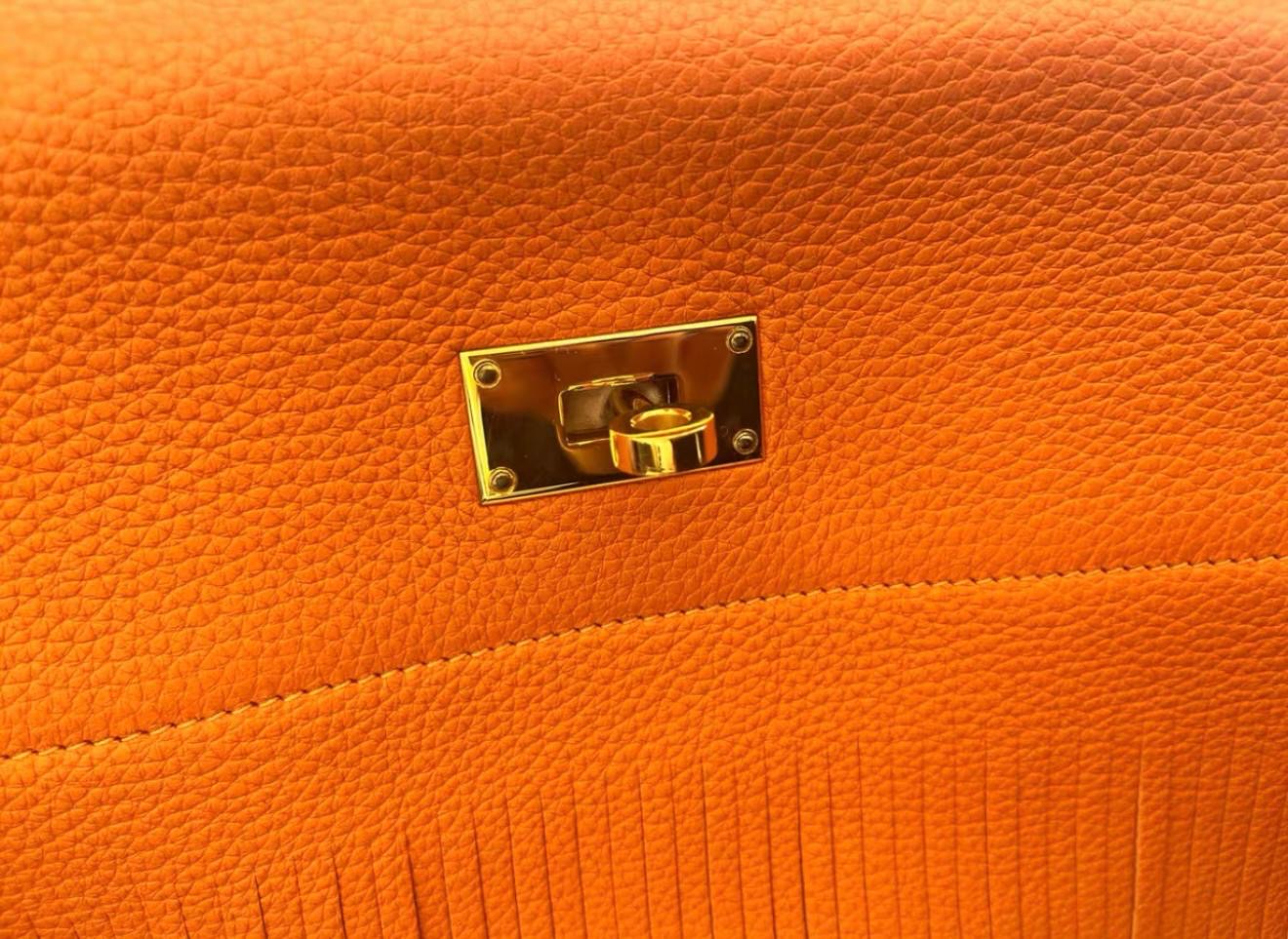 Hermès Limited Edition Kelly Fringe JPG Shoulder Orange Togo