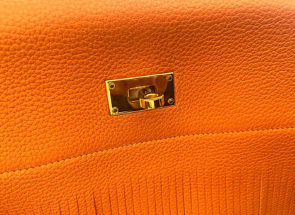 Hermès Limited Edition Kelly Fringe JPG Shoulder Orange Togo