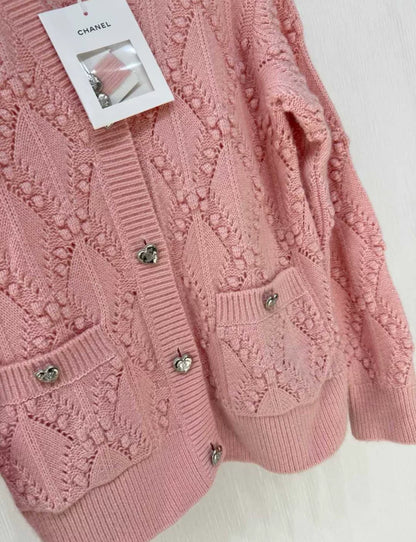 Chanel 21B pink cashmere cardigan