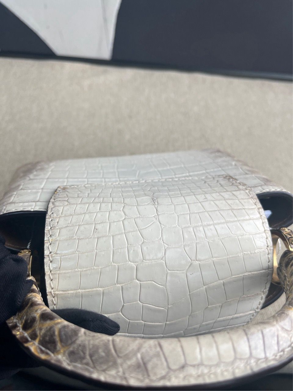 Louis Vuitton White Matte Himalaya Crocodile Mini Capucines