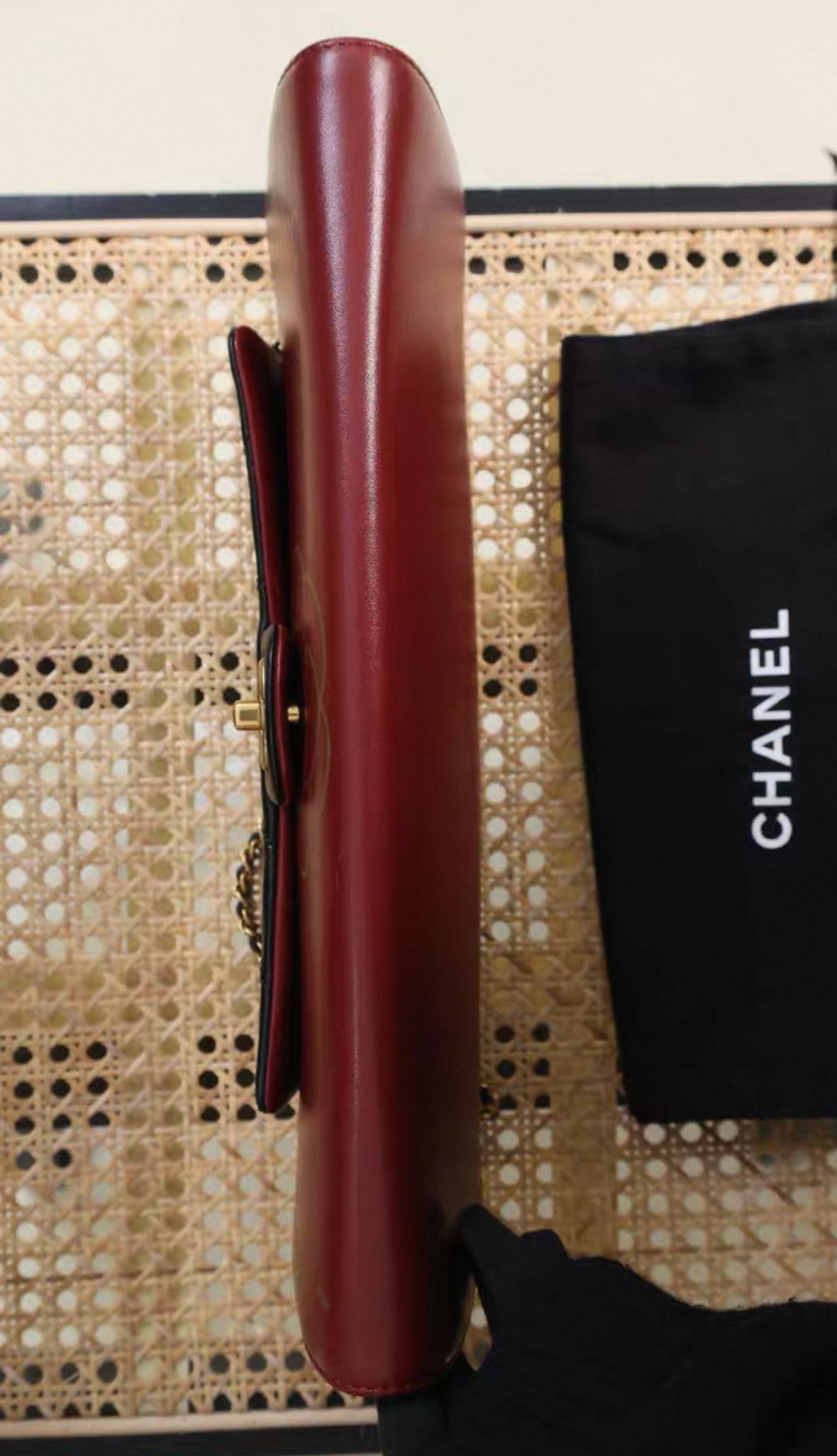 CHANEL 2015 Red Lambskin Brasserie Gabrielle Menu Clutch