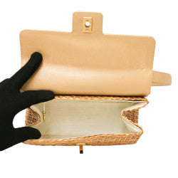 Rare Chanel Vintage 1998 Calfskin Rattan Basket Flap Bag