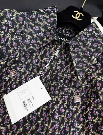 Chanel 23A Dark Gray & Multicolor Leather Jacket size 36