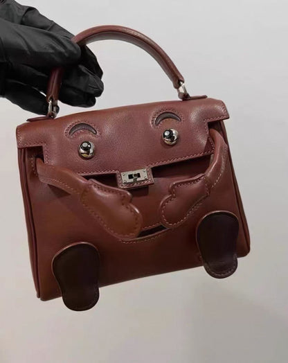 Rare Hermès Kelly doll Brown Gold Saddle leather palladium hardware