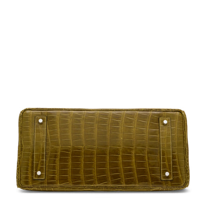 Hermes JPG Birkin Shoulder Vert Anis Shiny Crocodile Leather Palladium Hardware