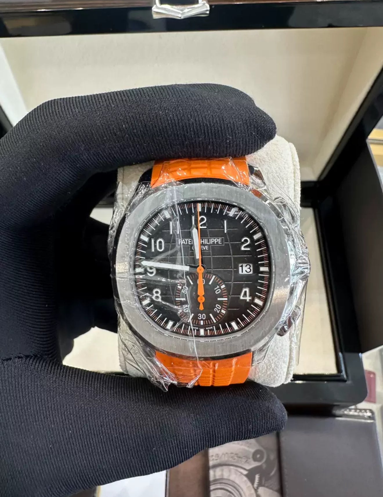 Patek Philippe 5968A Aquanaut Chronograph Orange Strap Mens Watch