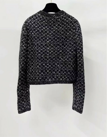 Chanel 23B black sequin cardigan