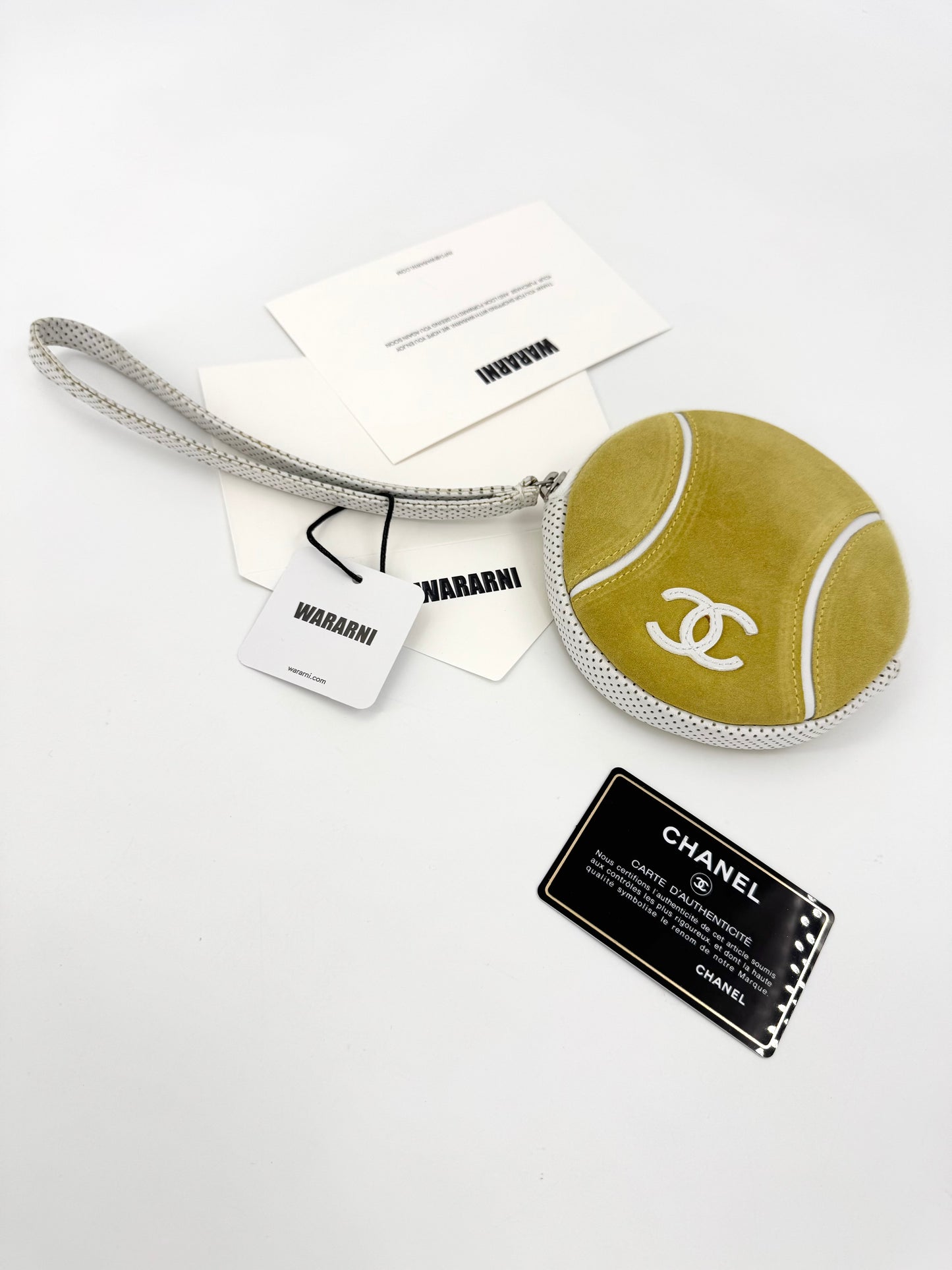 Chanel Tennis hello suede leather mini coin purse