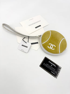 Chanel Tennis hello suede leather mini coin purse