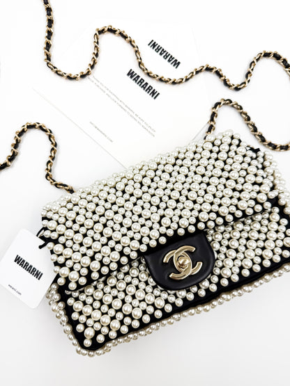 Chanel 19S Pearl-Embellished Mini Rectangular Flap Bag