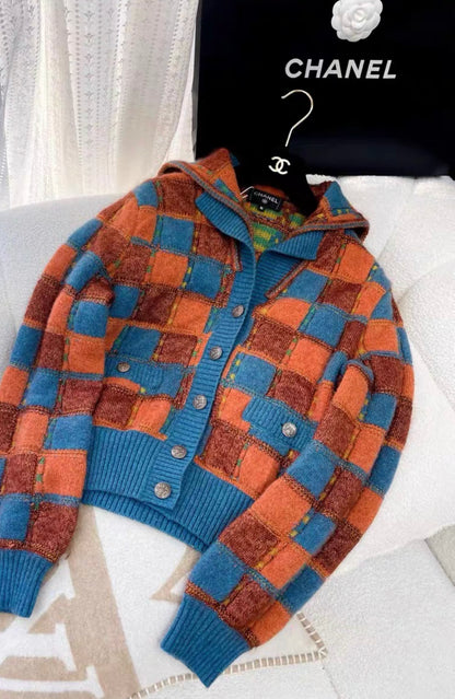 Chanel Paris-Salzburg 2015 Blue, Brown & orange knitted jacket size 36