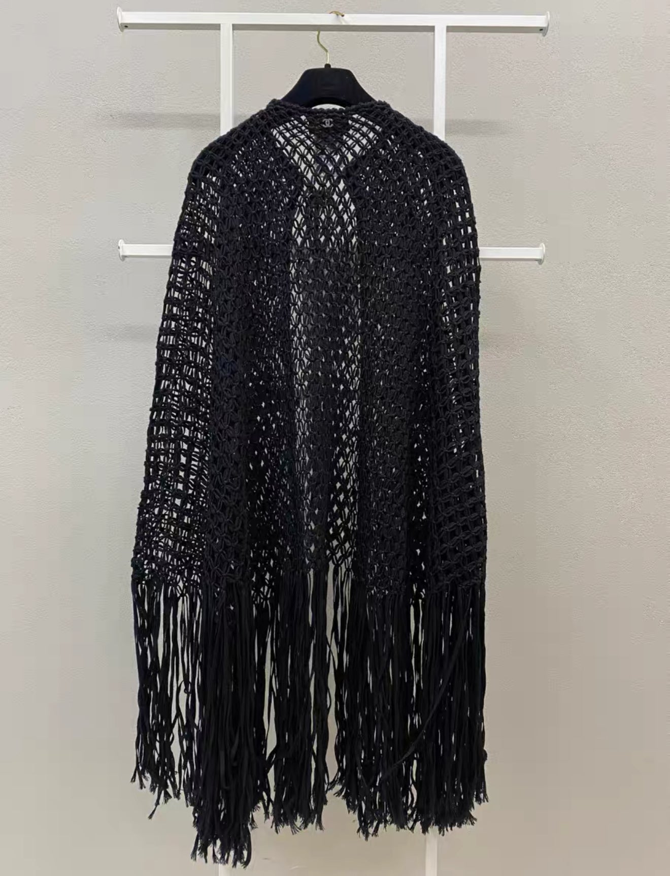 Chanel 22C Pearled Silk & Cotton Black Cape