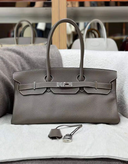 HERMES shoulder Birkin Etoupe palladium hardware