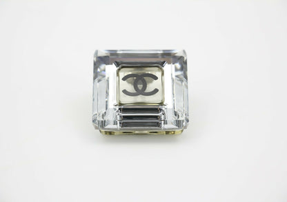 Chanel Vintage 05A Resin Mirrored Square Coco Mark Translucent Brooch