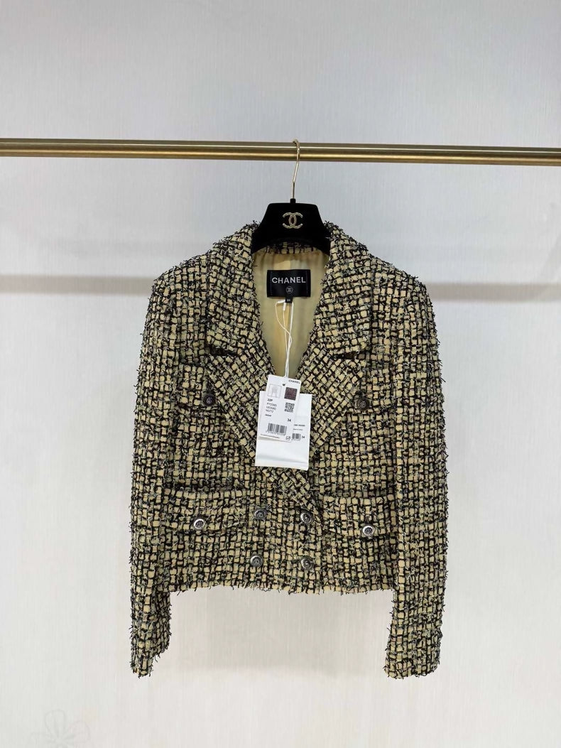 Chanel 22P Yellow and Black Tweed Jacket
