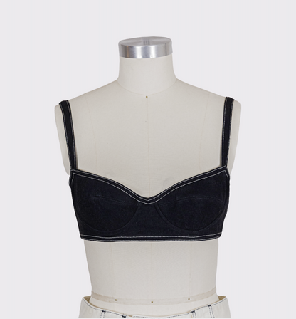 Chanel Vintage 1994 Spring/Summer Vintage Black Denim Bra Bustier