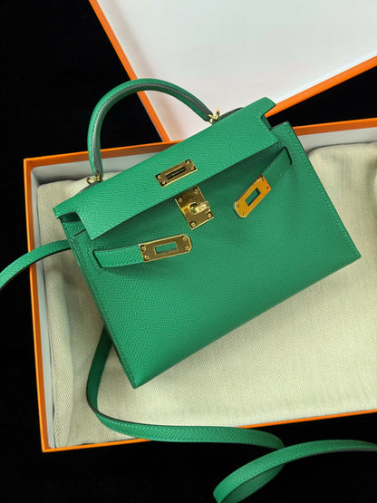 Hermès Mini Kelly 20 Vert Vertigo Epsom with Gold Hardware
