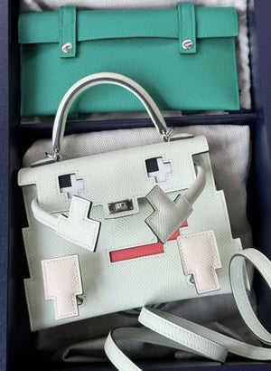 Hermès Kelly Doll Picto Vert Bubble Epsom with Palladium Hardware