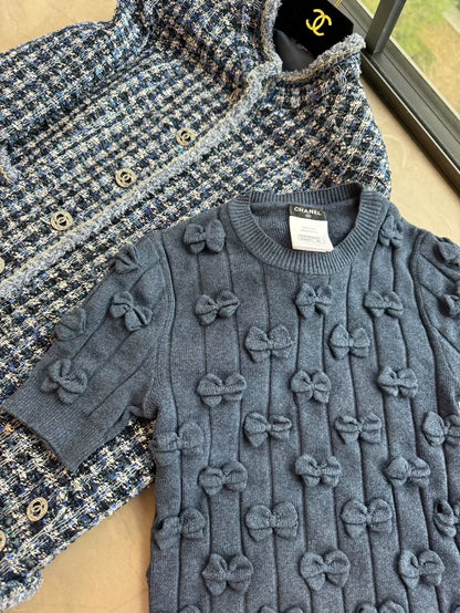 Chanel 16P blue knitted pure cotton top