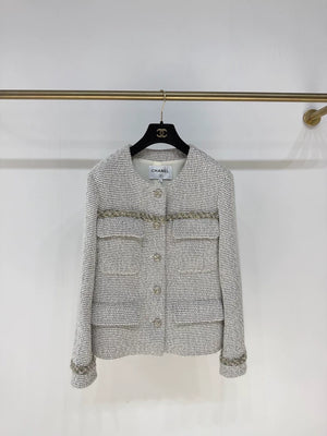 Chanel 24B Grey Tweed Four-Pocket Classic Jacket