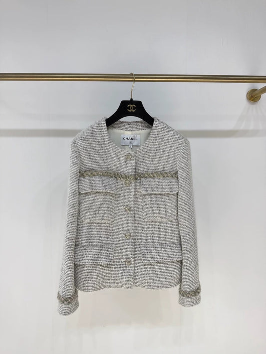 Chanel 24B Grey Tweed Four-Pocket Classic Jacket