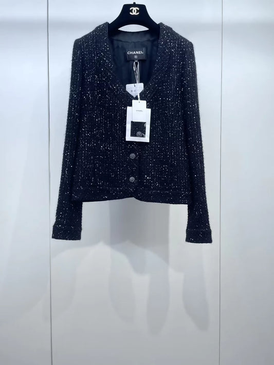 Chanel 25B sequined V-neck knit cardigan