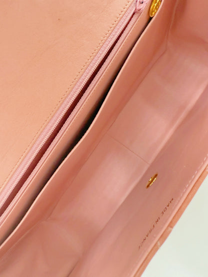 Chanel Vintage Maxi Flap Bag – Series 2 in Pink Lambskin with 24k Gold Hardware