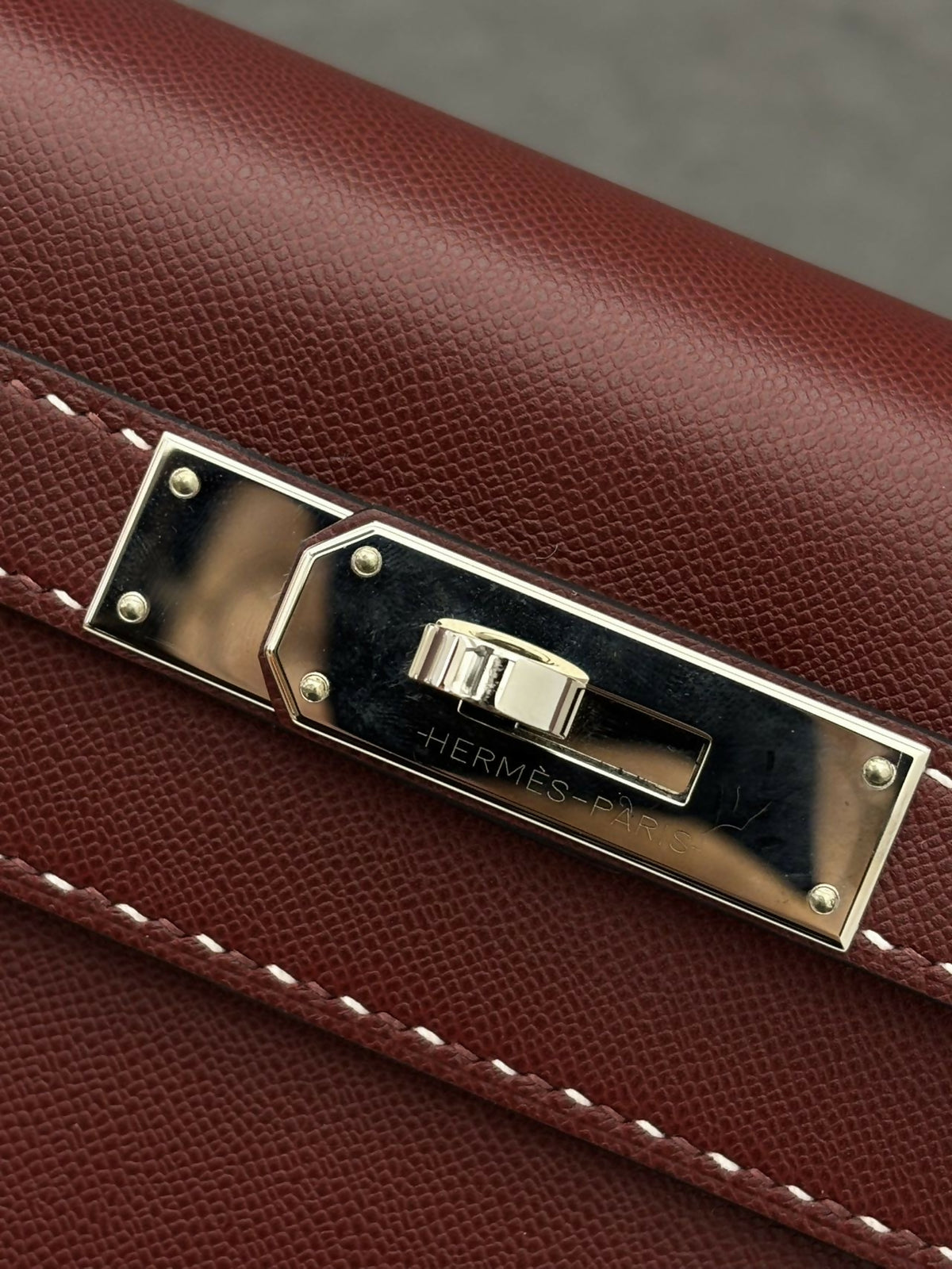 Hermès Kelly 28 Sellier "Miss You" Rouge H (55) Epsom Leather with Contrast Stitching and Palladium Hardware