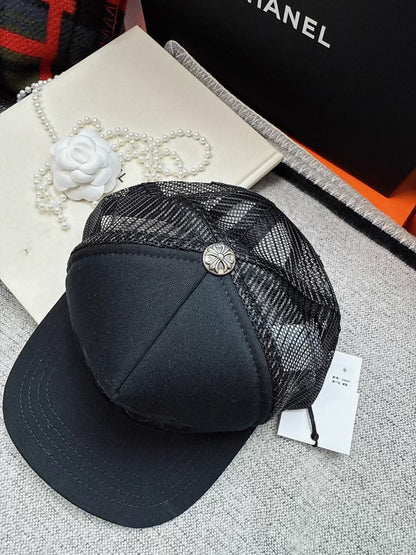 Chrome Hearts new cross-patterned leather baseball cap with phantom cross mesh