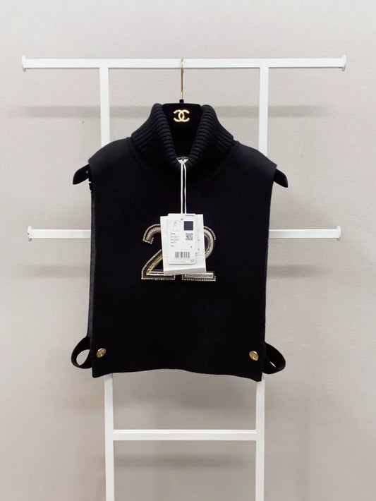 Chanel 21k black Turtleneck Tank Top